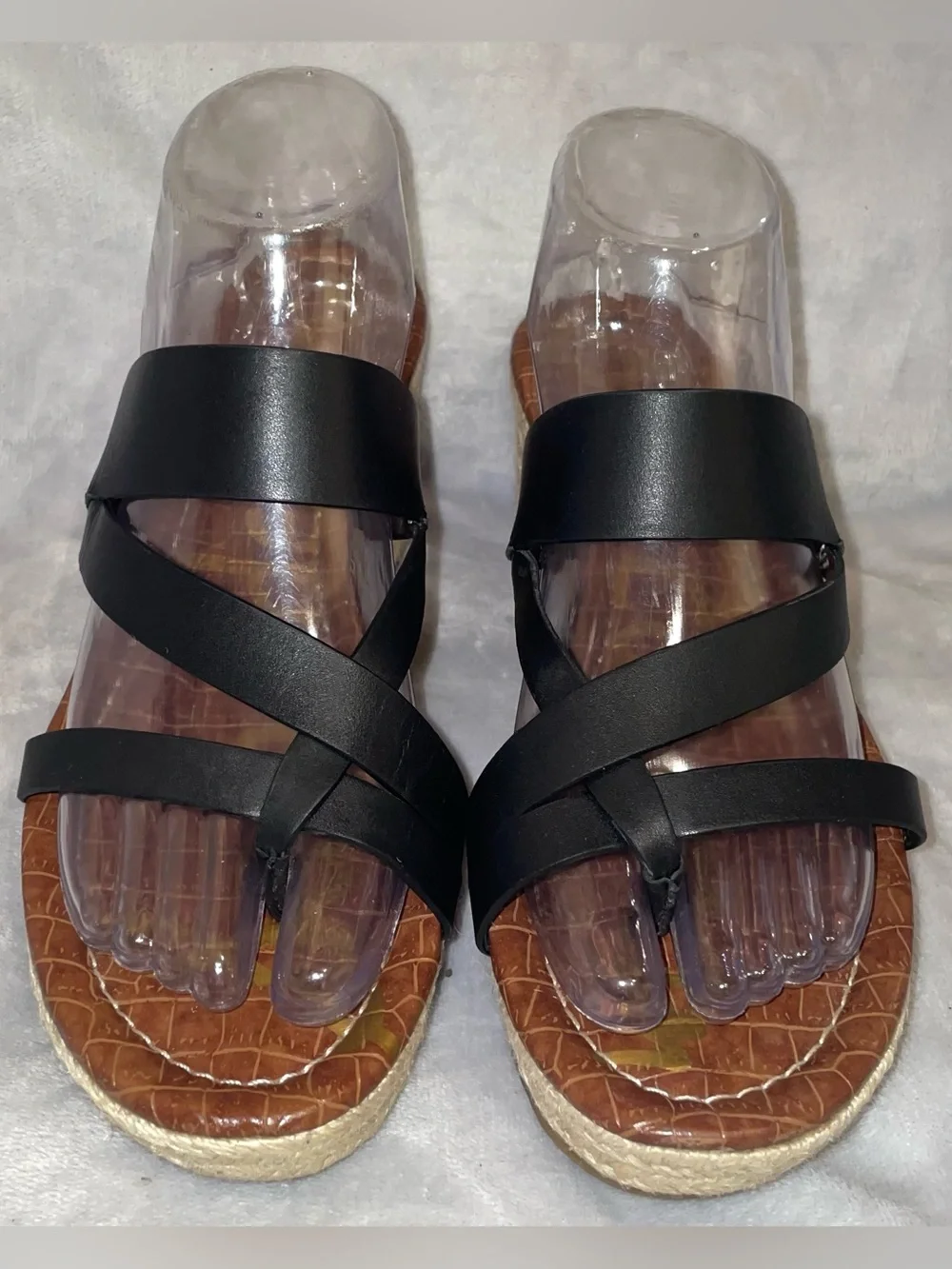 Sam Edelman Women’s Size 10 Raleigh Black Espadrille Wedge Sandals Leather Shoes - Picture 2 of 11